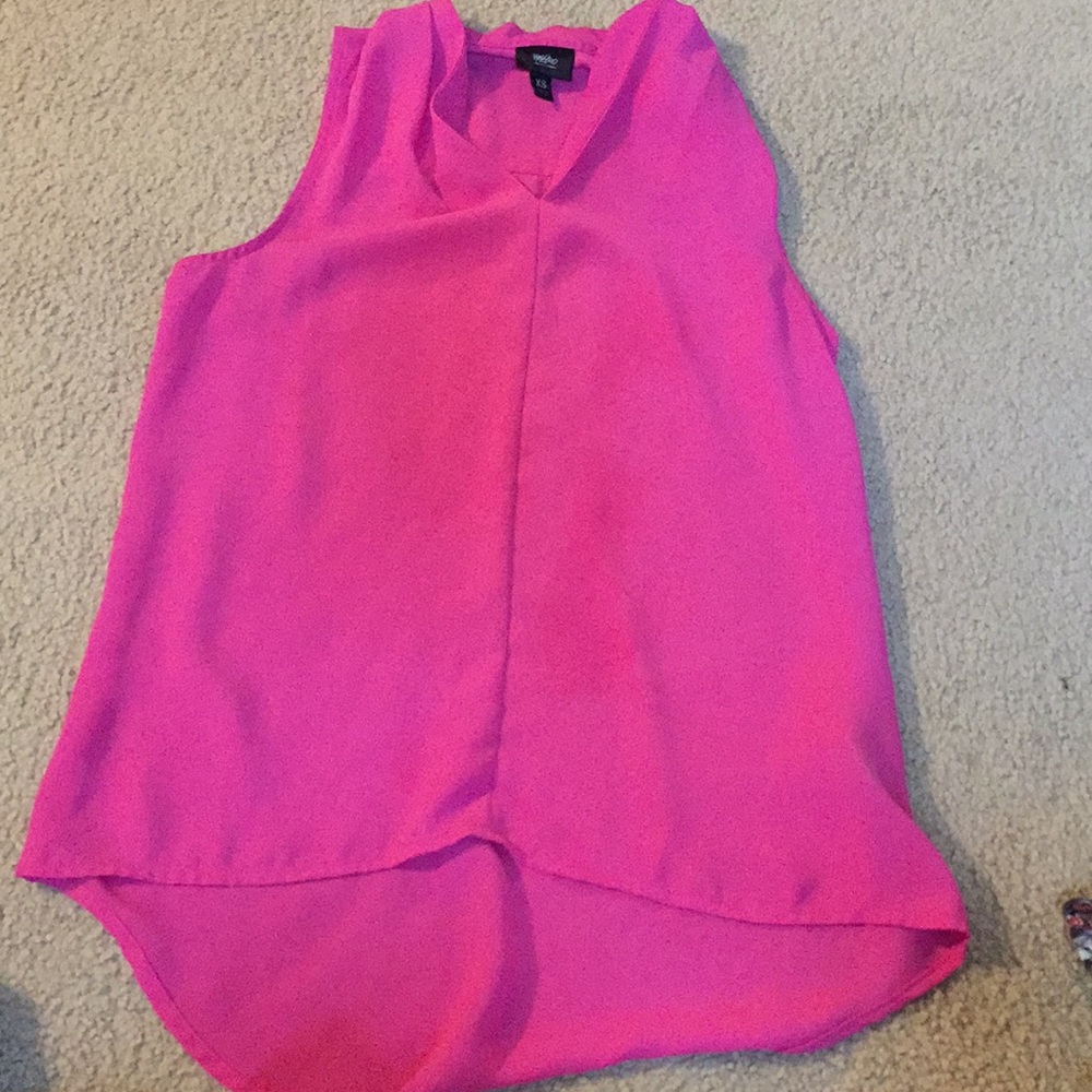 Hot pink chambray tank top